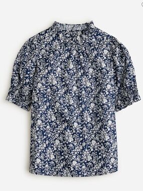 J. Crew Smocked Puff-sleeve Top in Liberty